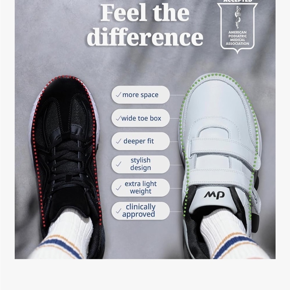 Extra Depth Walking Shoes with Wide Toe Box for Swollen Feet - Picture 4 of 6